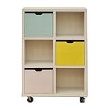 アルファタカバ キャスター付きシェルフフレンドお片づけボックス付き 80cm幅2×3(イエロー、ブルー、ピンク)