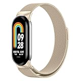 [Wanme] 対応Xiaomi Smart Band 9 /8金属交換バンドマグネティックストラップ ステンレス ベルト長さ調節 男女兼用（ヴィンテージゴールド）
