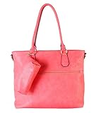 Diophy Diaper Bag PU Leather Weekender Extra Large Tote with Baby Changing Pad, Coral by Diophy