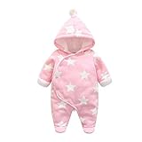 Hzjundasi 新生児 男の子 女の子 防風 スタープリント ジャンプスーツ 赤ちゃん 幼児 コットン ロンパース フード付き カバーオール 赤ちゃん 長袖 秋冬 アウターウェア 出産祝い 衣装 