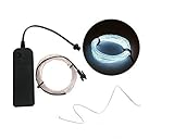 ELワイヤー 電池式 EL直径2.3mm 長さ3m 電池BOXセット 【EL ネオンワイヤー ELチューブ モール ELファイバー 光る衣装】 (ホワイト)