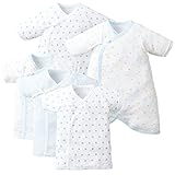 赤ちゃん本舗　新生児肌着５点セット　お魚ドット　日本製　サックス