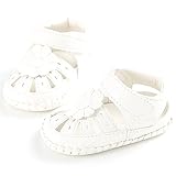 PUERI ベビーサンダル ベビーシューズ　赤ちゃん靴 柔らかい靴底　お花　女の子　出産祝い　ギフト　夏（0-18ヶ月） (M, ホワイト)