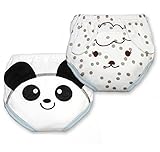 エルフ ベビー(Fairy Baby)ベビー用布おむつ 4重防水 可愛い 再利用可能 通気 トレーニングパンツ 2枚組(パンダ＋うさぎ,100)