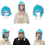 アニマル帽子 イルカ ブルー コスプレ アニマルキャップ なりきり 動物 かぶりもの イベント 変身 ハロウィン パーティ 寸劇 お芝居 余興 着ぐるみ ふわふわ もこもこ 暖かい 耳カバー マフラー ネックウォーマー 帽子 キャップ 仮装 可愛い 動物園 コスチューム