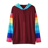 [S-XL] AWEATD パーカー レディース レインボー ストライプ プリント フード付き 秋 冬 長袖 トップス クリアランスセール ホットセール 割引 プロモーション おしゃれ ゆったり カジ