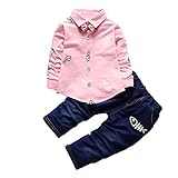 FEVON　ベビー服　フォーマルスーツ　セットアップ　ベビー　子供　キッズ上下セット　赤ちゃん　2点セット　男の子 春　秋　トップス+パンツ　リボン　可愛い魚のプリント　長袖　シャツ　ロングパンツ　3