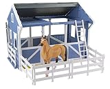 Breyer Horses フリーダムシリーズ デラックスカントリー安定 & ウォッシュストール フリーダムシリーズ 馬 | 6ピース納屋プレイセットおもちゃ | 1:12スケールフィギュア | モデル#61149 ブルー
