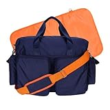 Trend Lab Deluxe Duffle Style Diaper Bag, Navy Blue and Orange by Trend Lab [並行輸入品]
