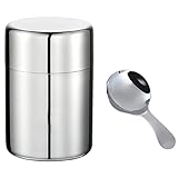 Desirable お茶缶 400ml 茶さじ セット 304ステンレス製 茶筒 茶缶 お茶入れ コーヒー 紅茶 保存容器 キャニスター 茶器 (400ml)