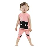 Laparc (ラパルク) アニマル フード付き アンサンブル ベビー キッズ レッド ピンク グリーン( 73cm 80cm 85cm 90cm ) ノースリーブ (73ｃｍ, 桃)