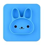 Kukeベビー食器　　ランチプレートランチ皿子供用　シリコンミニマット　キッズ食事マットウサギ　かわいい　　離乳食　ぴったり吸着 丸洗い 滑り止め　ライトブルー