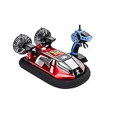 子供と大人のための水陸両用RCボートホバークラフト、プール湖のための2.4Ghz高速防水RCボートレーシング玩具、赤