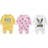 新生児 子供長袖　カバーオール　3枚セット　純綿　男の子＆女の子　可愛いプリント　0～2歳 (66cm, セット8) [並行輸入品]