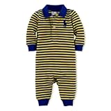 Striped Big Pony Coverall ストライプビッグポニーカバーオール ６M イエロー [並行輸入品]