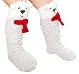Toyobuy(トヨベイ) ベビー 女の子 男の子 可愛い 動物 暖かい フランネル ロング丈 厚手 防寒 長い 冬用靴下 ストッキング 家居 ソックス 熊