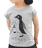 Plus Nao(プラスナオ) プリントTシャツ 半袖Tシャツ トップス 子供服 キッズ KIDS 男の子 男児 女の子 女児 ペンギンプリント モノトーン系 グレー 80