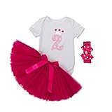 ALLAIBB ベビー服 女の子 半袖 ロンパース チュチュスカート バラ色 ヘアバンド 3点セット 誕生日 出産祝い 2歳 M