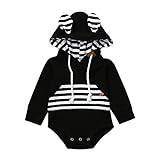 (プタス)Putars ベビー服 子供服 ロンパース パーカー 男の子 耳付き ストライプ柄 新生児 歩行服 出産お祝い 記念日 プレゼント 0-18ヶ月