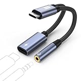 MoKo 2in1 タイプc イヤホンジャック 変換アダプタ PD100W急速充電 DAC搭載 USB C to 3.5mm 変換 イヤホンアダプタ 二股ケーブル Type C イヤフォンジャック変換 オーディオアダプター 分岐 4極 3極 音楽/通話/音量調節 iPhone17e/17/Air/16/15/iPad Pro/Pixel/GalaxyなどType-Cコネクタの端末に対応 Gray