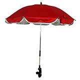 トトハウス(TOTO HOUSE) 汎用ベビーカー用日傘 日除け UV遮断 勝てに曲げる 調整可能 稳固 防風 (レッド)