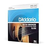 D'Addario ダダリオ アコースティックギター弦 80/20ブロンズ Light 12弦 .010-.047 EJ36 【国内正規品】