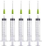 TOUFEIYUAN 手芸用 注射器 シリンジ インジェクター 注射筒 5枚3ml 14G注入針 接着剤 インク 補充 補修用注射器 ハーバリウムオイル レジン ハンドメイド 器具 (5ML, 14G針)