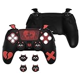 PlayVital Gothic Imp ps5コントローラー対応用可愛い保護カバー、サムグリップキャップ4個やステッカー6枚付属、ps5 コントローラー対応用グリップカバー、公式ps5充電ステーション対応【ブラック】