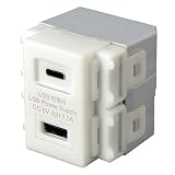 サンワサプライ アウトレット 埋込USBコンセント 給電用 USB-C×１ポート USB-A×1ポート 5V 3.0A 急速充電 高出力 ホワイト TAP-KJUSB1C1W