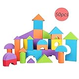 マルマル.モリモリ　積み木 EVA素材 ブロック かるくてふんわり 知育玩具 おもちゃ 男の子 女の子 柔らかい つみき (50ピース)