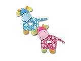 New Baby Plush Giraffe Rattle, 7" Tall (Blue) [並行輸入品]