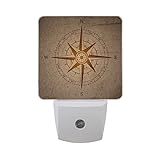AlazaレトロNavy SeaコンパスLED Night Light Dusk to Dawnセンサープラグin Night Home Decorデスクランプfor Adult