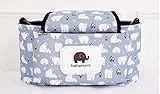 ベビーカーバッグ　オーガナイザー　収納バッグ　ママ助け　フラップ付きマザーズバッグ多機能小物入れ ドリンクホルダー ティッシュポーチ付き (しろくま)