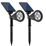 Solarmks ソーラーライト 4LED アウトドアライト スポットライト ガーデンライト 防水 太陽光パネル充電 玄関先 庭 車道 歩道 芝生などの照明用 - ２点セット
