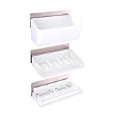 Yescom 浴室 ラック 粘着 3点セット お風呂 浴室用ラック お風呂場 収納ラック 浴室収納ラック お風呂用品 洗面所 風呂場 収納 壁 お風呂ラック 浴室ラック お風呂場用品 シャンプーラック シャンプー置き タオルバー付 ホワイト