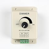 EPBOWPT PWM Dimming Controller 12V~24V 8A Adjustable Brightness Light Switch Dimmer for 5050 3528 LE
