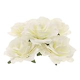 Baosity 美しい 人工ローズ 花頭 DIY ブーケ コサージュ 手首の花 衣装のインテリア ウェディング 装飾 5個 - クリーム