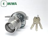 MIWA(美和ロック) 面付け箱錠 HPD 40型 U9キー標準3本付属　玄関 ドアノブ 鍵 交換 取替えセット 外側：ノブ(鍵穴有り) 内側：レバー U9シリンダー HP40 77HP40 40KJ