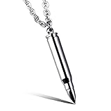 CLY STYLE シンプル 弾丸 銃弾 ペンダント ピルケース メモリアル ユニセックス メンズ レディース ネックレス ステンレス 金属アレルギー対応 シルバー