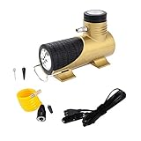 Flameer 電動 ポンプ 空気入れ　車 自転車 バイク　 エアコンプレッサー　タイヤ インフレータ　DC12V　ポータブル　3色選択　　 - 黄