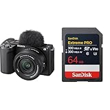 SONY(ソニー) Vlog用カメラ APS-C ミラーレス一眼カメラ ZV-E10M2 パワーズームレンズキット ウィンドスクリーン付属 ブラック ZV-E10M2K BQ + SanDisk SDカード 64GB SDXC Class10 UHS-II V90 読取最大300MB/s SanDisk Extreme PRO SDSDXDM-064G-GHJIN 新パッケージ