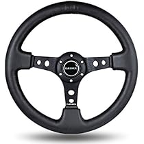 NRG Innovations ネオクローム ディープコーン 35 ステアリング BEST SELLING-NRG Black Leather Steering Wheel (3″ Deep