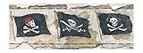 York Wallcoverings BT2810BSMP Pirates Flag 8 X 10 Wallpaper Memo Sample, Linen Sand/Charcoal Black/O