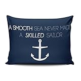 salleingカスタムファッションホーム装飾枕カバー海軍マリンアンカー引用符A Smooth Sea Never Made A Skilled Sailor正方形枕カバークッションケース1つ両面印刷