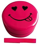 Harvey Ball 2-Tier Lacquer Bento Lunch Box with Elastic Band, Cute Face, Pink [並行輸入品]