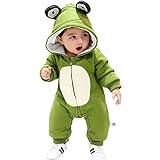 YY-Natuhi ベビー服 女の子 男の子 ロンパース カバーオール 新生児 秋冬 長袖 赤ちゃん 肌着 ボディスーツ 着ぐるみ コットン 出産祝い 男女兼用 かわいい カエル グリーン (66cm