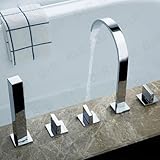 Bakala ®モダンゴールドBathtub Faucet 5個3ハンドルコールドとホットシャワーミキサー真鍮バスルーム蛇口セット H705-4