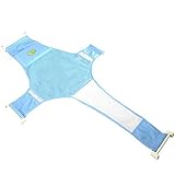 ブルーbaby-bath-seat-safety-support-kids-shower-adjustable-bathtub-bathing-shower-net