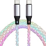 AsiaResource USB 光る充電ケーブル Type-C 1ｍ【6ヶ月間保証付き】タイプC 急速充電 車用充電ケーブル ゲーミング 高耐久 データ転送 USBケーブル ギフト プレゼント 在宅勤務 (オーロラ) アジアリソース