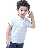 Zetoon 子供服 ボーイズ ベビー 男の子 コットン 半袖 ポロシャツ poloシャツ キッズ Tシャツ スクール ジュニア ボーダー　春 夏 小学生 制服 学生 3色展開 90 100 110 